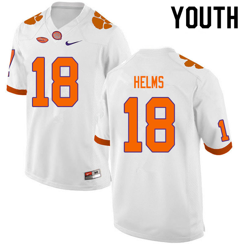Youth #18 Hunter Helms Clemson Tigers College Football Jerseys Sale-White - Click Image to Close